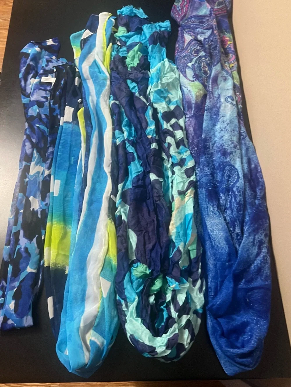 Lightweight Blue Multi-Pattern Women's Scarf Collection